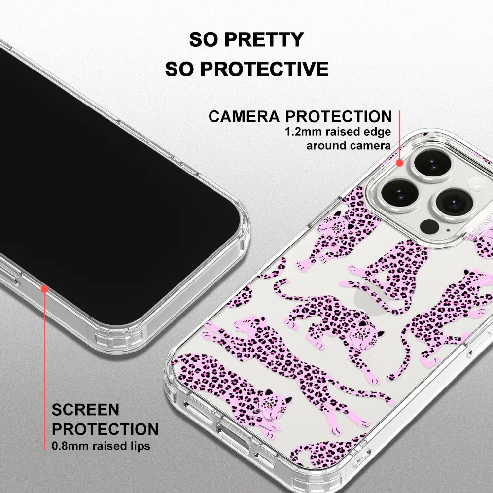 Pink Leopard Phone Case - iPhone 15 Pro Case Clear