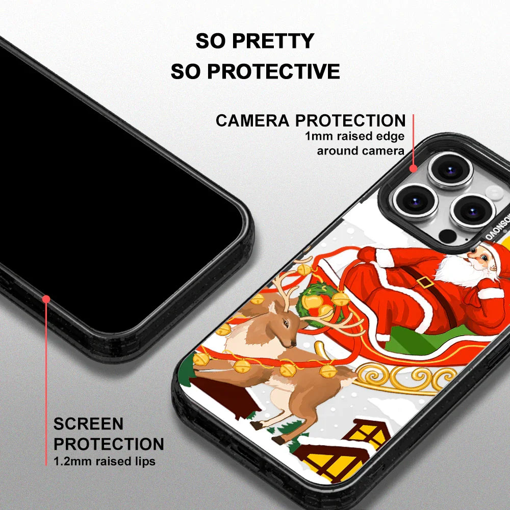 Santa Claus Phone Case - iPhone 16 Pro Case Clear Black ShockStone With MagSafe