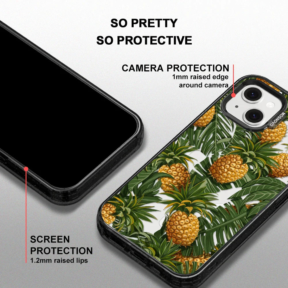Pineapples Phone Case - iPhone 13 Case Clear Black ShockStone With MagSafe