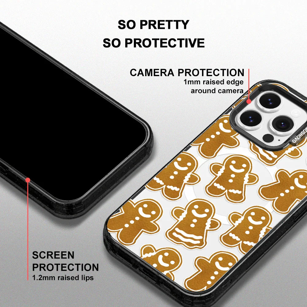 Ginger Breadman Phone Case - iPhone 14 Pro Max Case Clear Black ShockStone With MagSafe