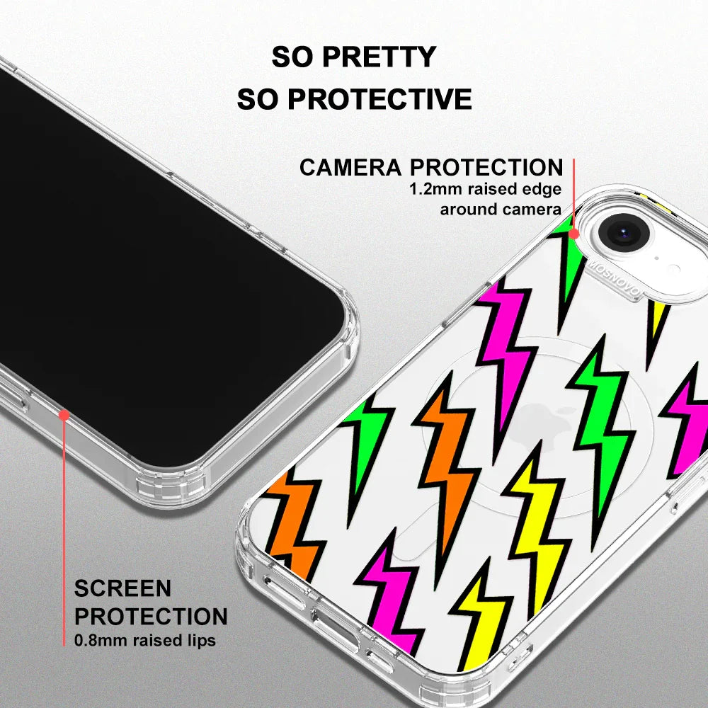 Colorful Lightning Phone Case - iPhone 16e Case Clear With MagSafe