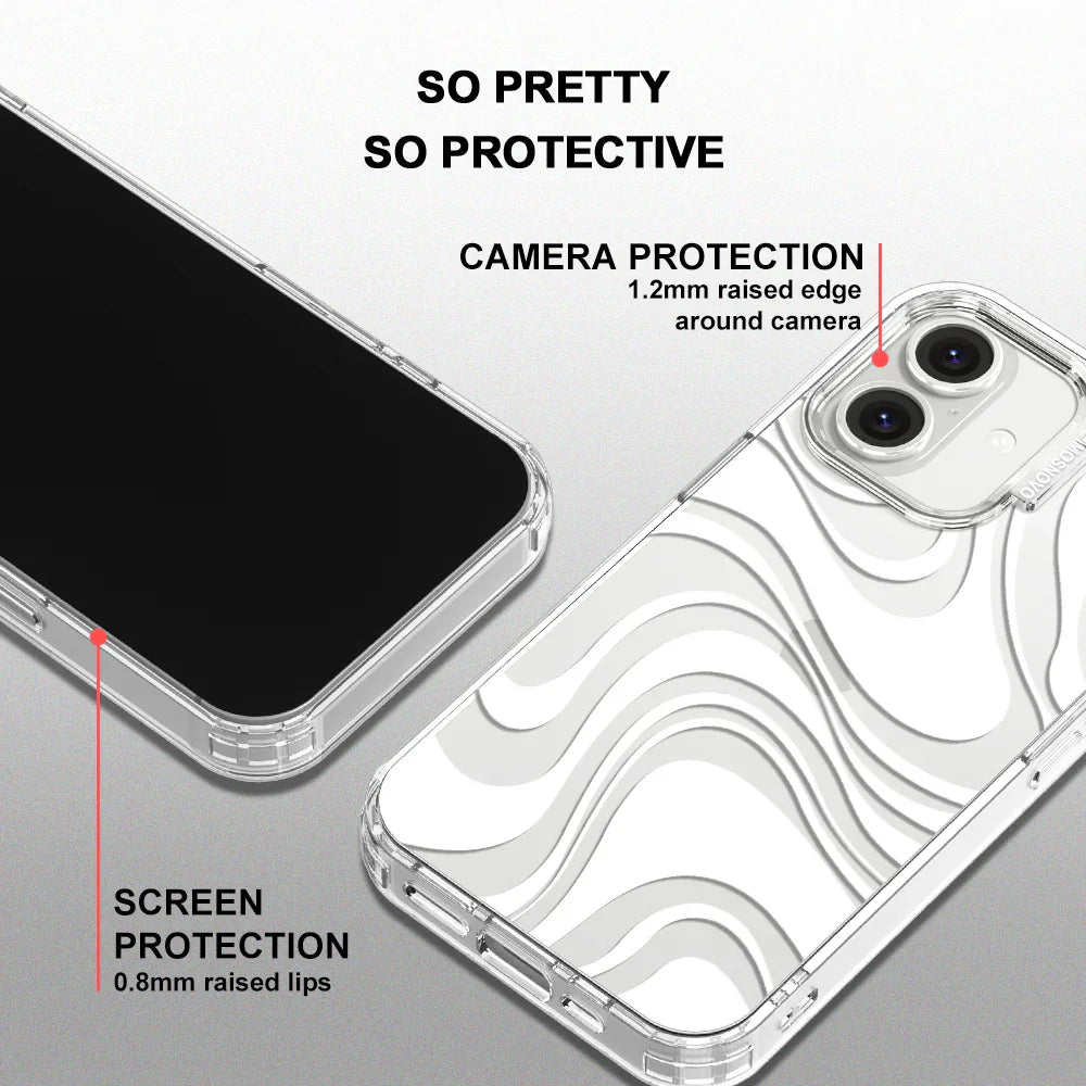 White Swirl Phone Case - iPhone 16 Case Clear