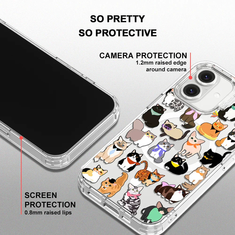 Cute Cat Phone Case - iPhone 16 Case Clear With MagSafe