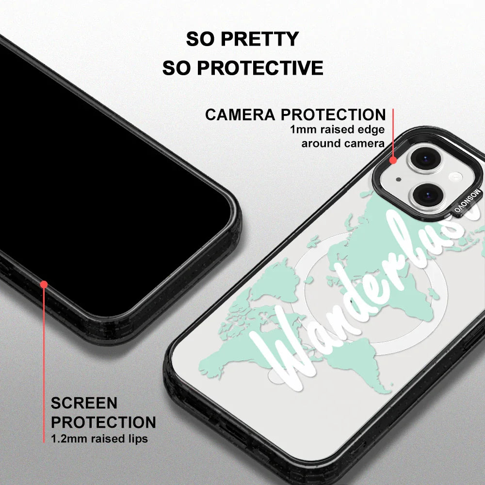 Wanderlust Phone Case - iPhone 13 Case Clear Black ShockStone With MagSafe