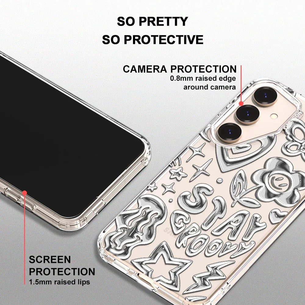 Silver Chrome Art (Flat Print) Phone Case - Samsung Galaxy S24 Case Clear