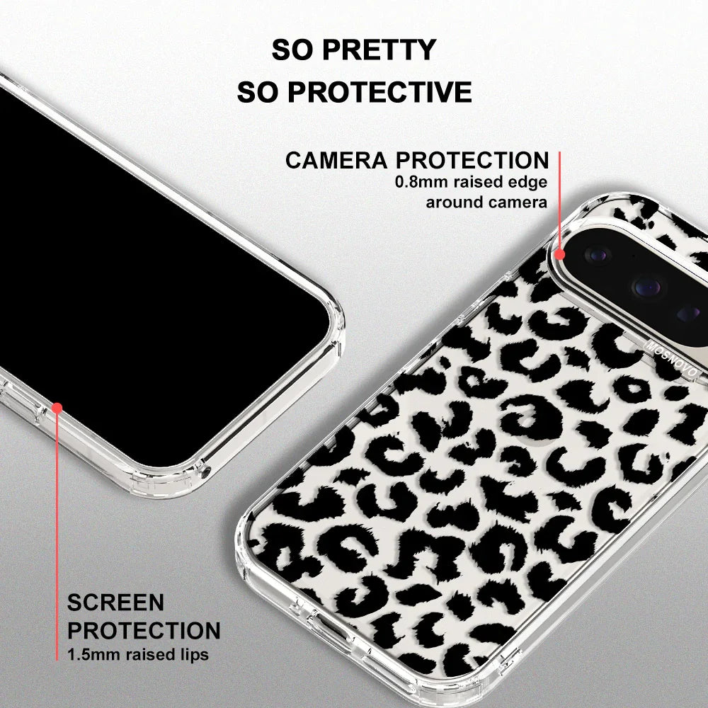 Black Leopard Print Phone Case - Google Pixel 9 Pro XL Case Clear