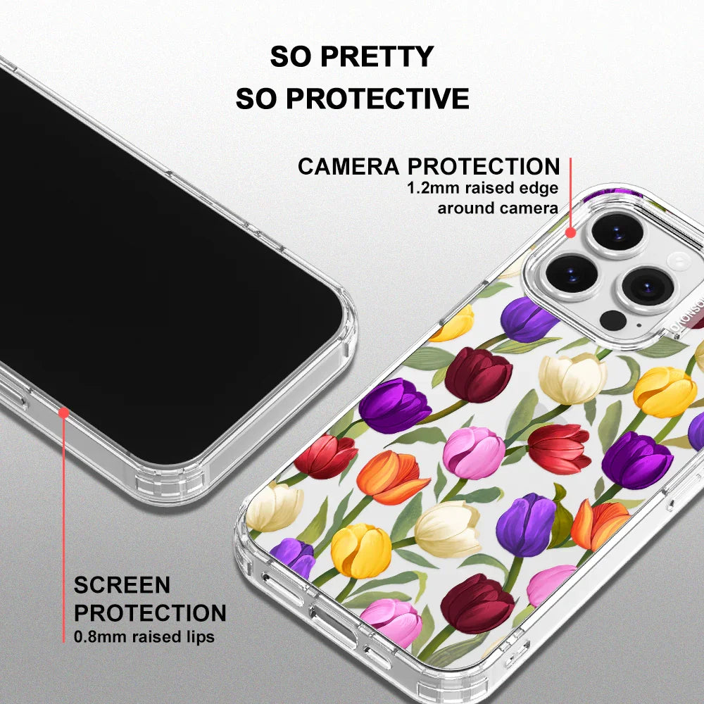 Colorful Tulips Phone Case - iPhone 16 Pro Case Clear