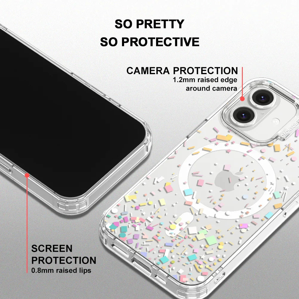 Confetti Phone Case - iPhone 16 Plus Case Clear With MagSafe