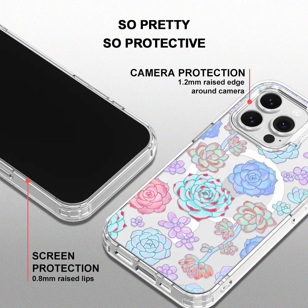 Succulents Phone Case - iPhone 16 Pro Max Case Clear With MagSafe