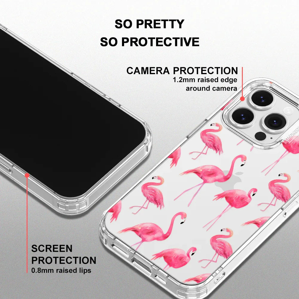 Flamingo Phone Case - iPhone 16 Pro Case Clear