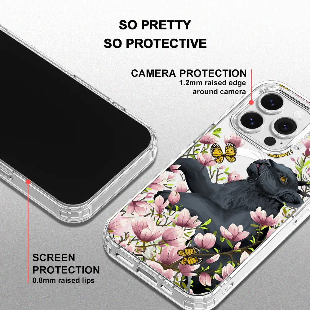 Black Leopard Garden Phone Case - iPhone 16 Pro Case Clear With MagSafe