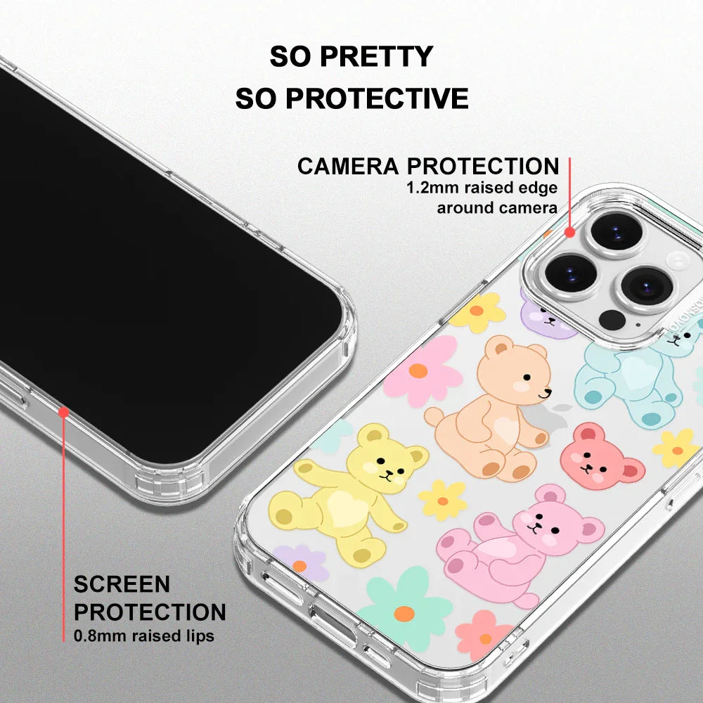 Cute Teddy Bear Phone Case - iPhone 16 Pro Case Clear