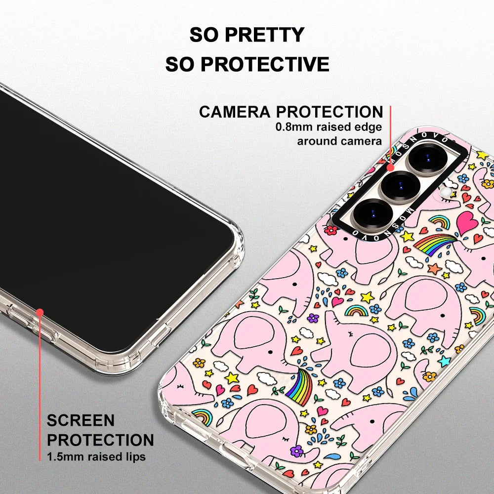Cute Pink Elephant Phone Case - Samsung Galaxy S25 Case