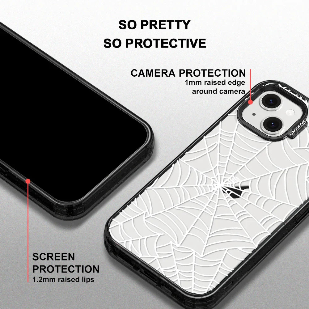 Spider Web Phone Case - iPhone 13 Case Clear Black ShockStone