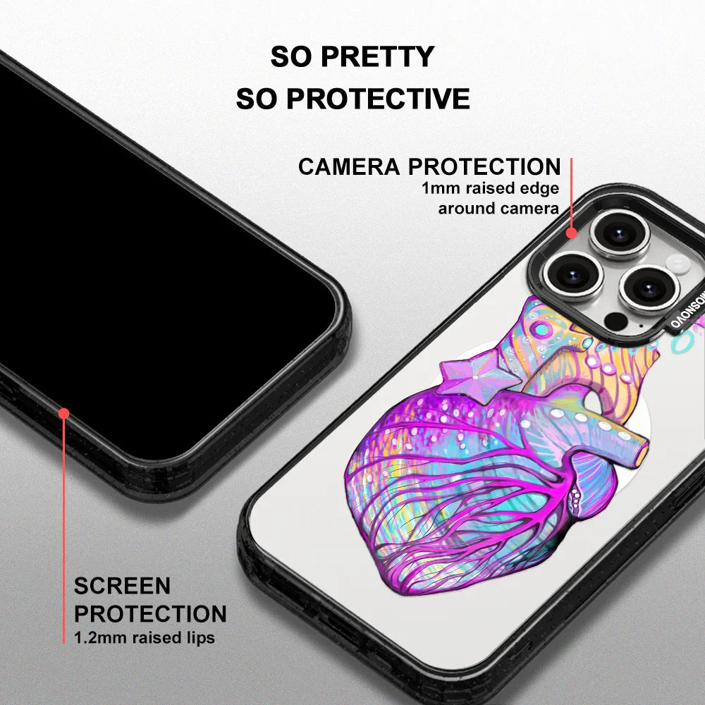 Art of Heart Phone Case - iPhone 15 Pro Max Case Clear Black ShockStone With MagSafe