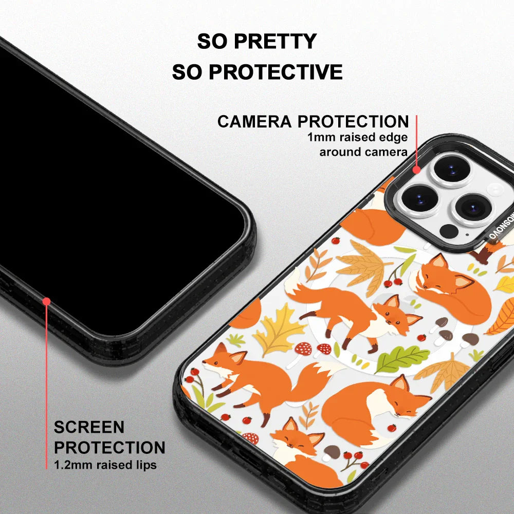 Autumn Fox Phone Case - iPhone 14 Pro Max Case Clear Black ShockStone With MagSafe