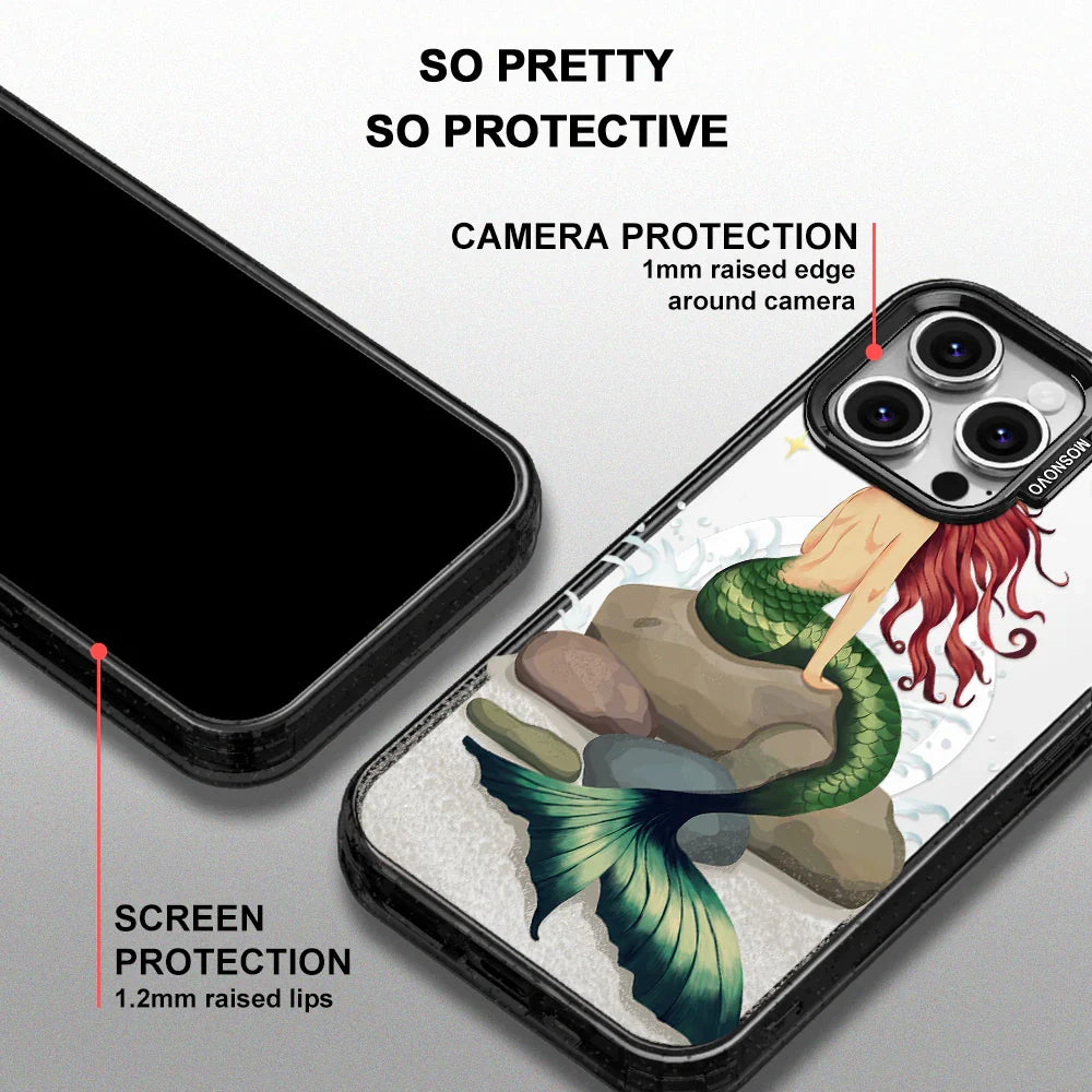 Fairy Mermaid Phone Case - iPhone 16 Pro Max Case Clear Black ShockStone With MagSafe