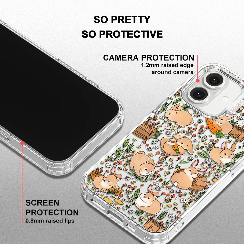 Cute Bunny Garden Phone Case - iPhone 16 Case Clear