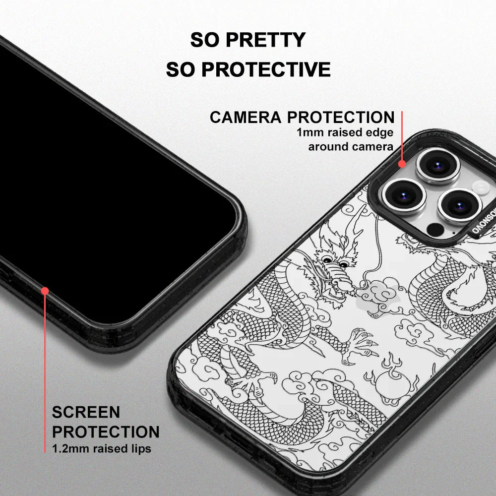 Black Dragon Phone Case - iPhone 16 Pro Case Clear Black ShockStone