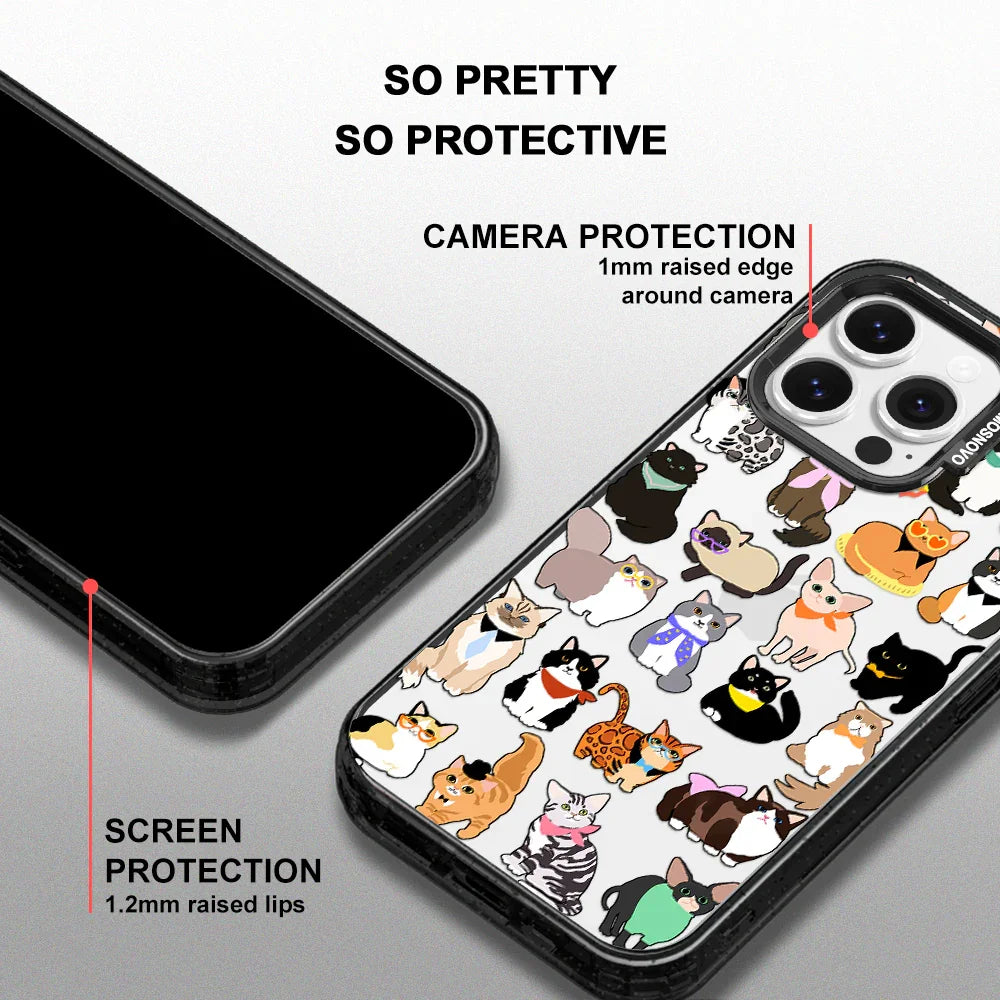Cute Cat Phone Case - iPhone 14 Pro Max Case Clear Black ShockStone