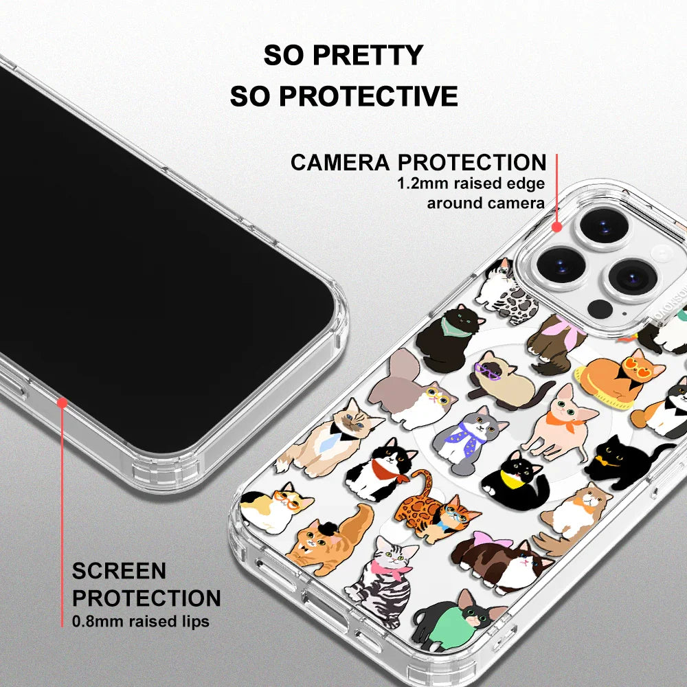 Cute Cat Phone Case - iPhone 14 Pro Max Case Clear With MagSafe