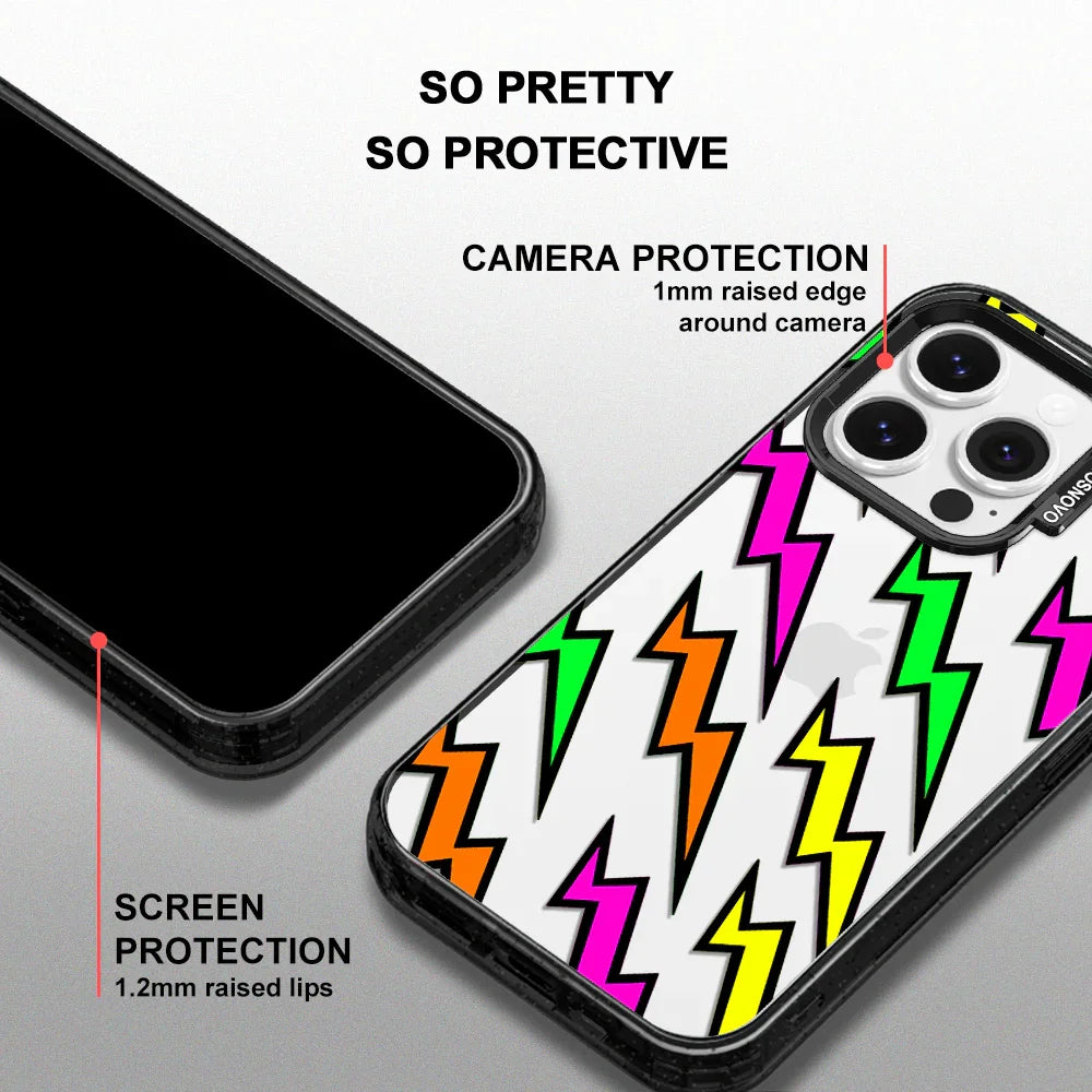 Colorful Lightning Phone Case - iPhone 14 Pro Case Clear Black ShockStone