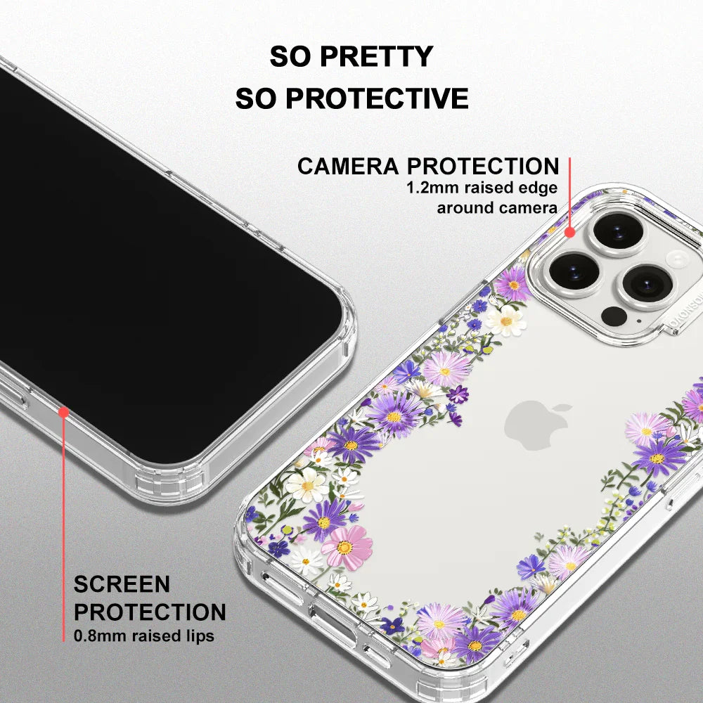 Purple Daisy Garden Phone Case - iPhone 15 Pro Max Case Clear