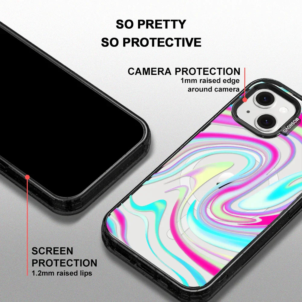 Psychedelic Swirls Phone Case - iPhone 13 Case Clear Black ShockStone With MagSafe