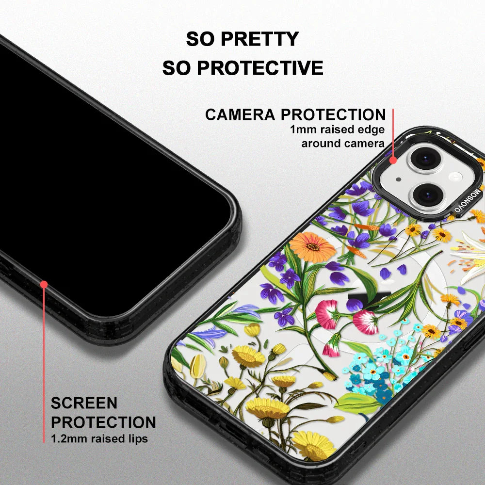 Summer Flower Holidays Phone Case - iPhone 13 Case Clear Black ShockStone With MagSafe