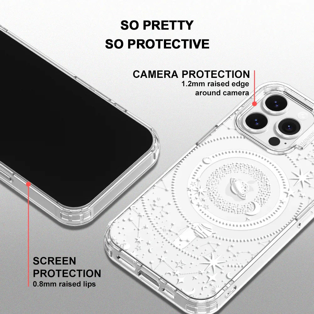 White Galaxy Phone Case - iPhone 14 Pro Max Case Clear With MagSafe