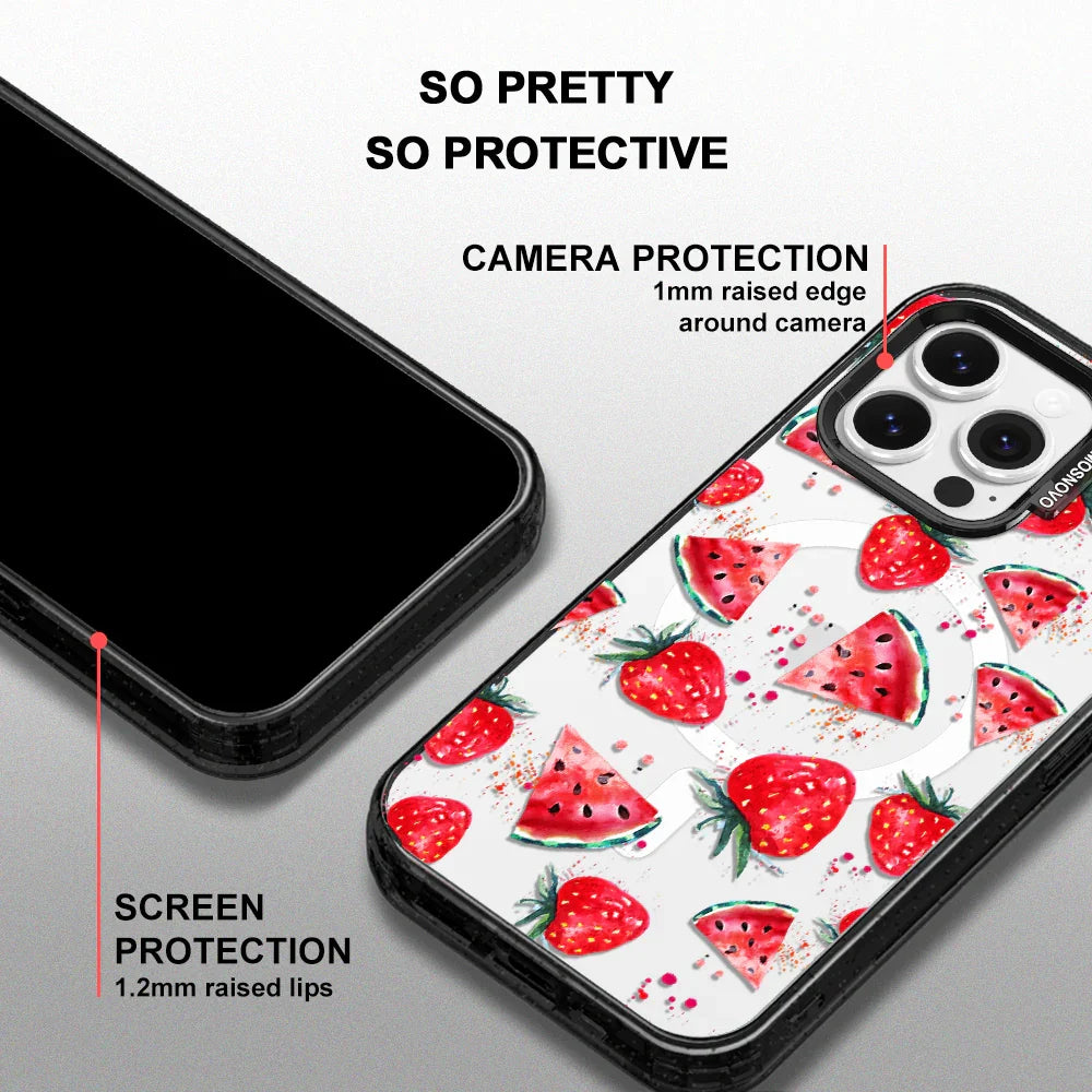 Watermelon Strawberry Phone Case - iPhone 13 Pro Case Clear Black ShockStone With MagSafe