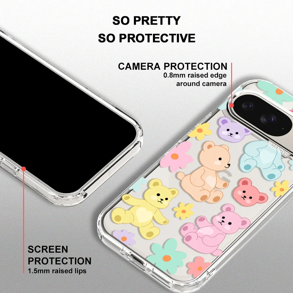 Cute Teddy Bear Phone Case - Google Pixel 9 Case Clear
