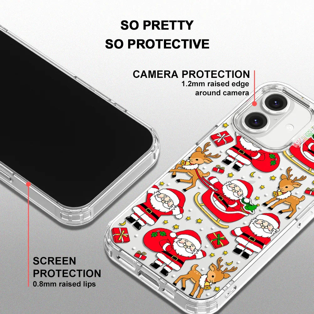 Cute Santa Claus Deer Phone Case - iPhone 16 Case Clear