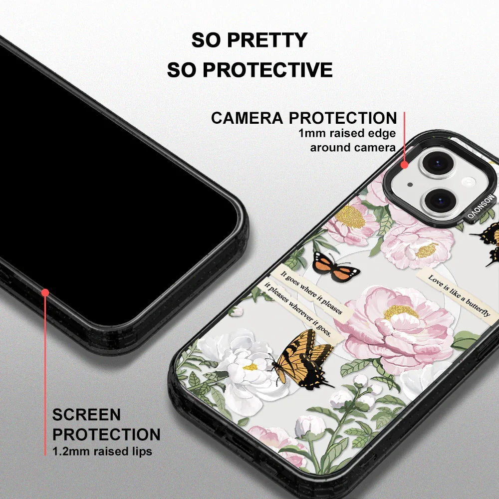 Bloom Phone Case - iPhone 14 Case Clear Black ShockStone With MagSafe