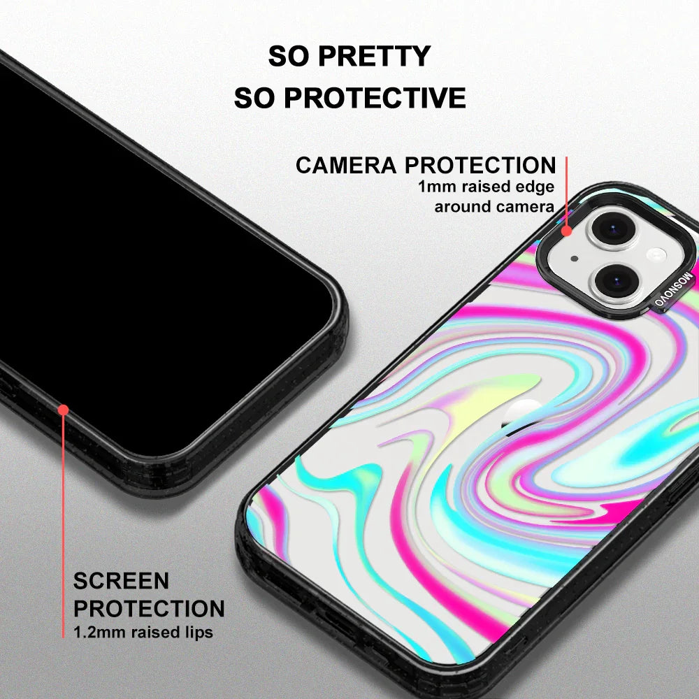 Psychedelic Swirls Phone Case - iPhone 13 Case Clear Black ShockStone