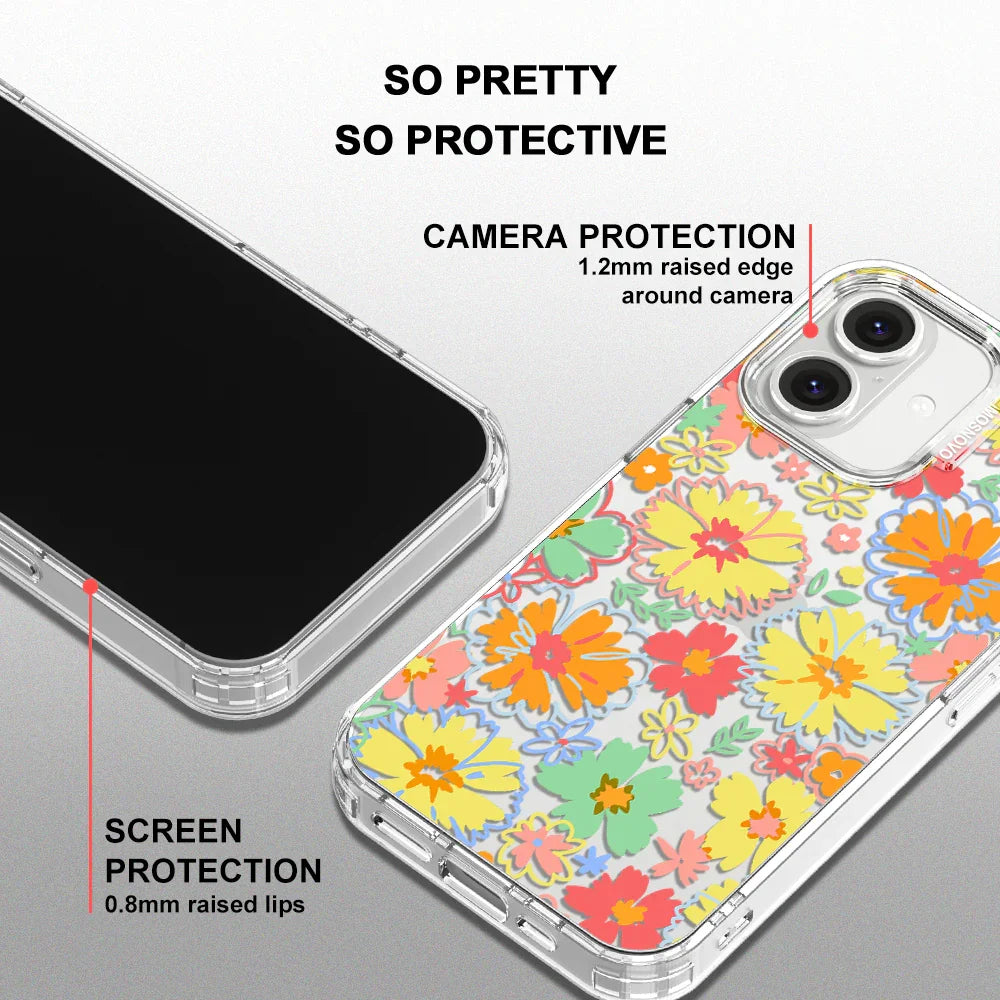 Retro Boho Hippie Flowers Phone Case - iPhone 16 Plus Case Clear