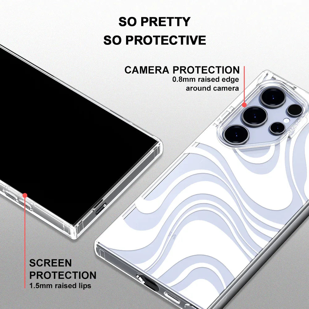 White Swirl Phone Case - Samsung Galaxy S24 Ultra Case