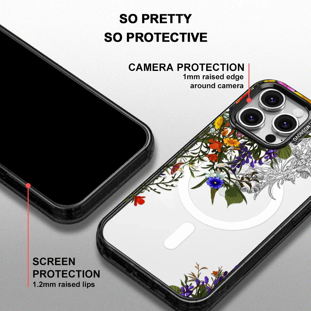 Spring Meadow Phone Case - iPhone 16 Pro Max Case Clear Black ShockStone With MagSafe