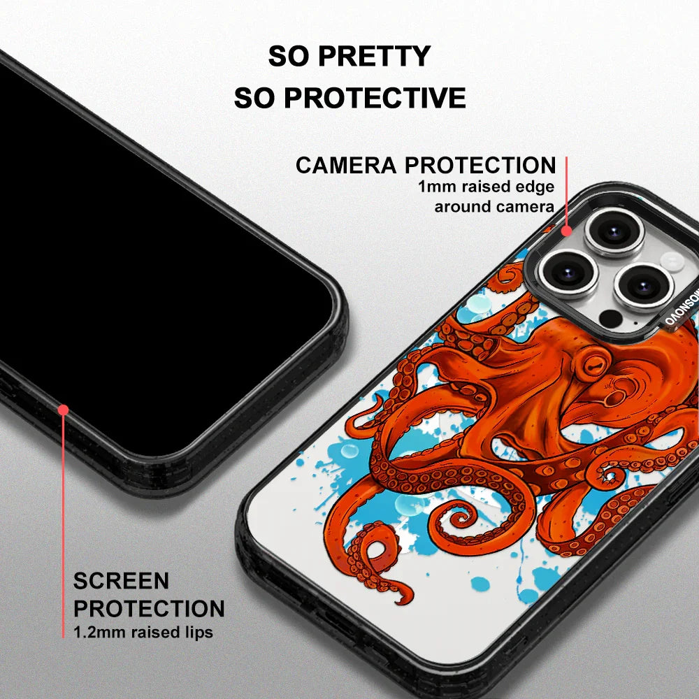 Octopus Phone Case - iPhone 15 Pro Max Case Clear Black ShockStone With MagSafe