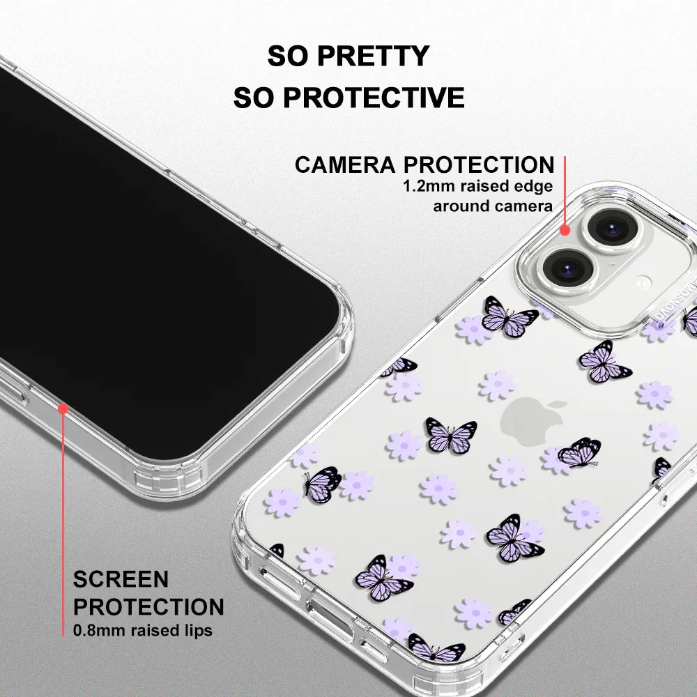 Lilac Butterfly Phone Case - iPhone 16 Case Clear