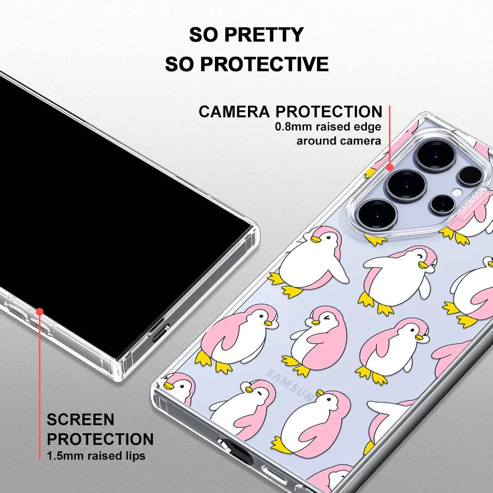 Pink Penguins Phone Case - Samsung Galaxy S24 Ultra Case