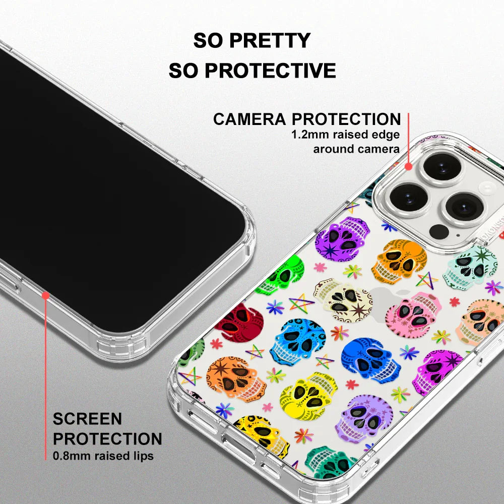 Sugar Skull Phone Case - iPhone 15 Pro Case Clear