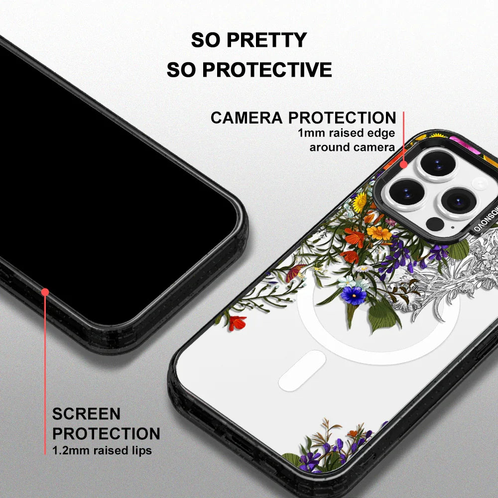 Spring Meadow Phone Case - iPhone 13 Pro Case Clear Black ShockStone With MagSafe