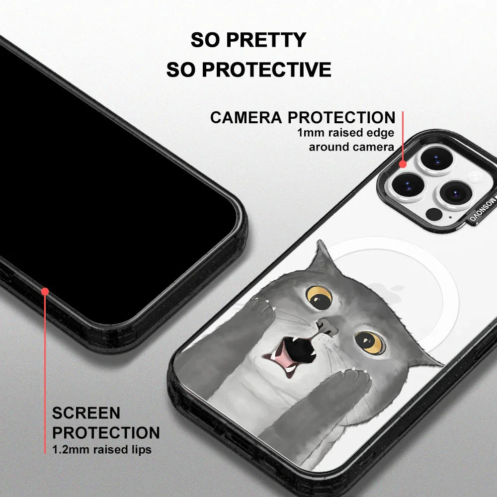 OMG Cat Phone Case - iPhone 13 Pro Max Case Clear Black ShockStone With MagSafe