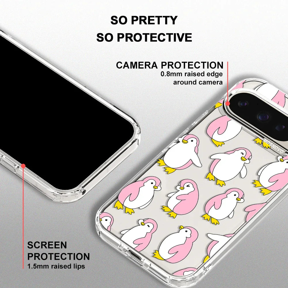Pink Penguins Phone Case - Google Pixel 9 Pro Case Clear