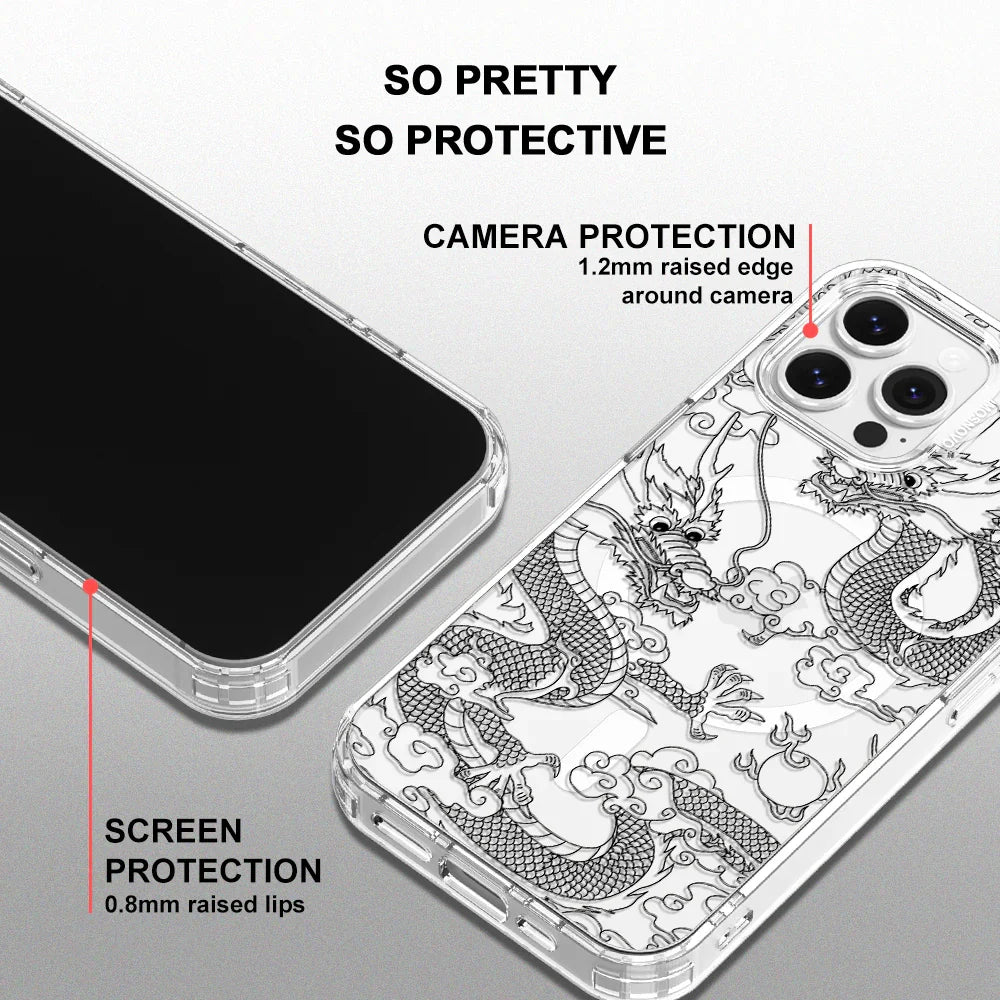 Black Dragon Phone Case - iPhone 13 Pro Max Case Clear With MagSafe