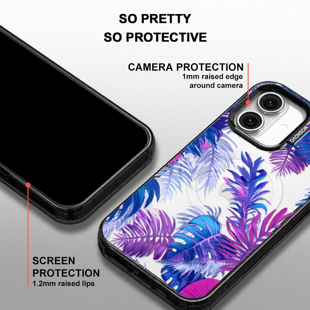 Fancy Palm Leaf Phone Case - iPhone 16 Case Clear Black ShockStone With MagSafe