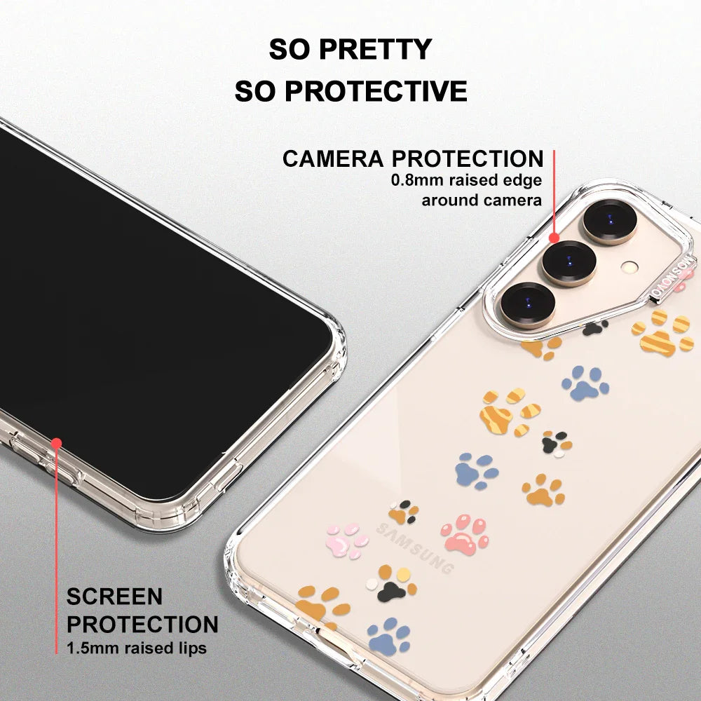 Colorful Paw Phone Case - Samsung Galaxy S24 Plus Case Clear