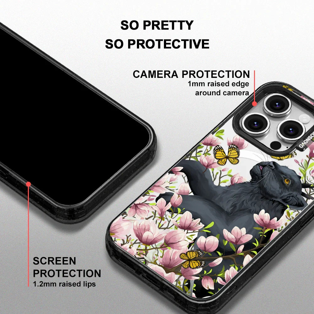 Black Leopard Garden Phone Case - iPhone 16 Pro Case Clear Black ShockStone With MagSafe