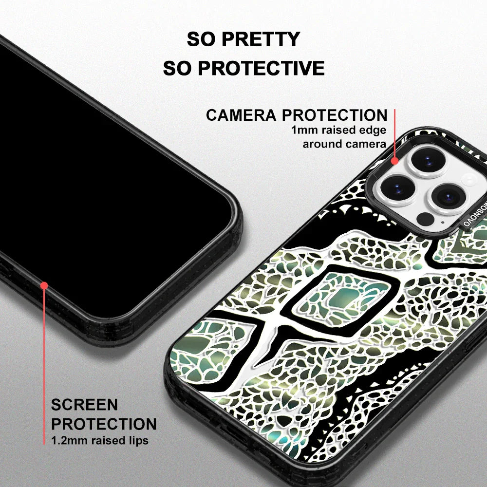 Jade Snake Phone Case - iPhone 13 Pro Case Clear Black ShockStone With MagSafe